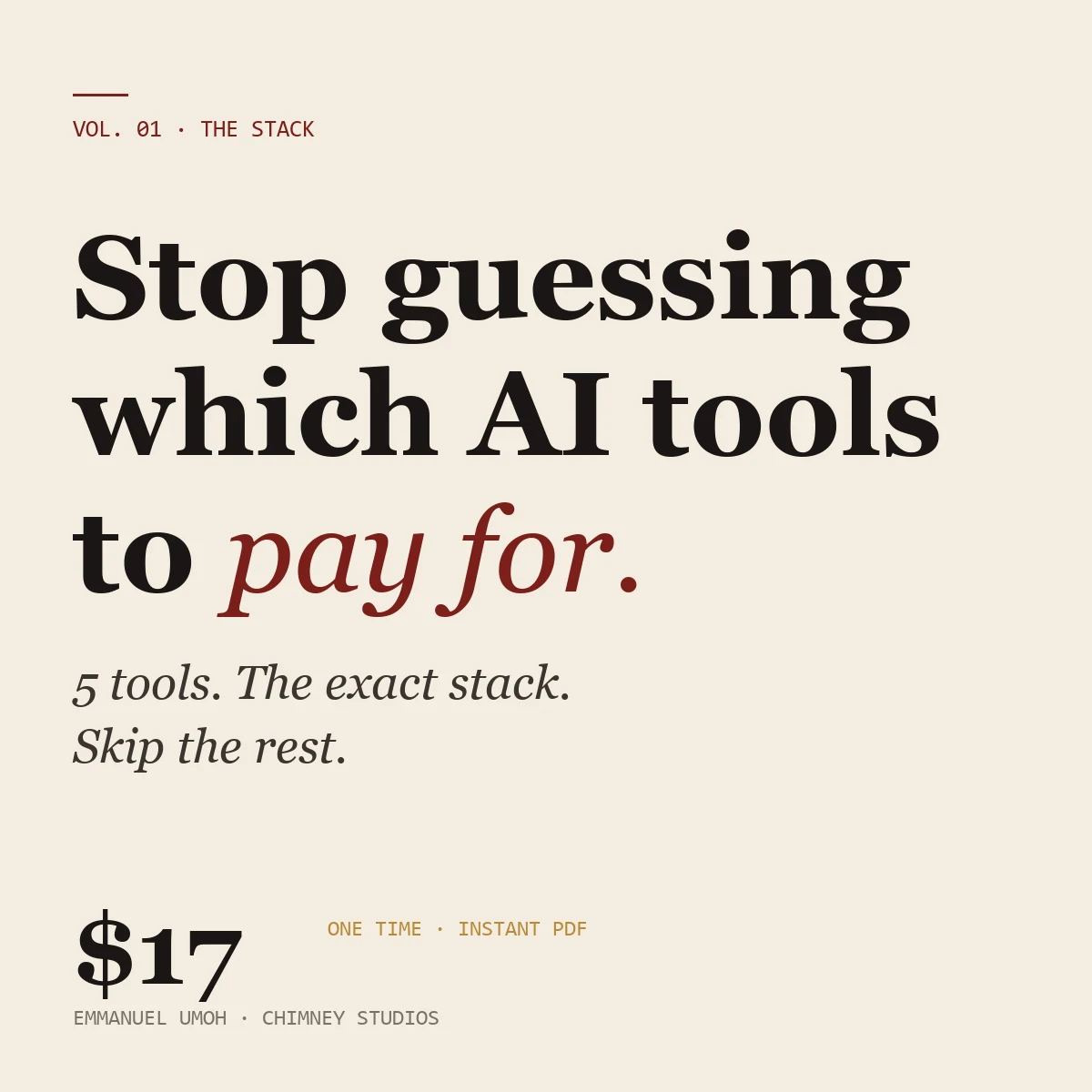 The Small Business AI Stack — $17 ebook by Chimney Studios
