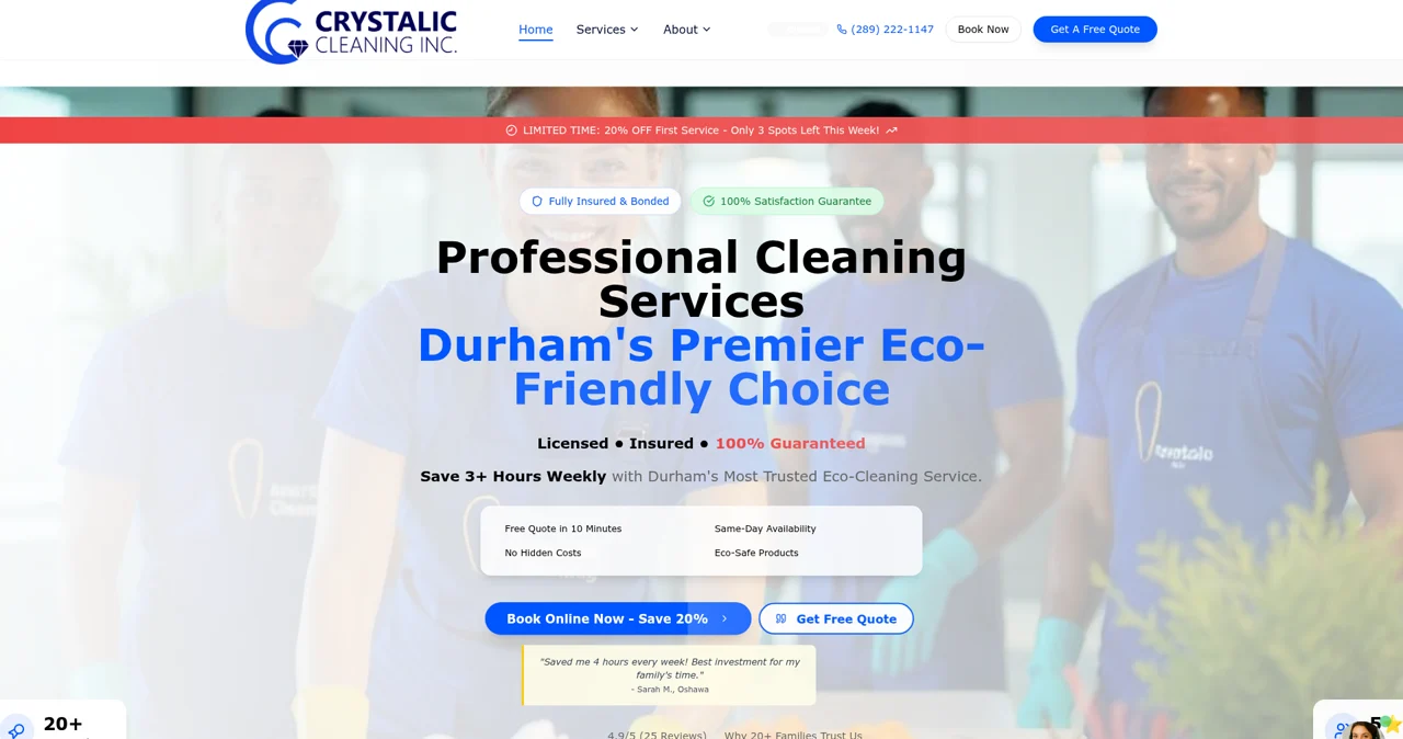 Crystalic Cleaning website, built by Chimney Studios